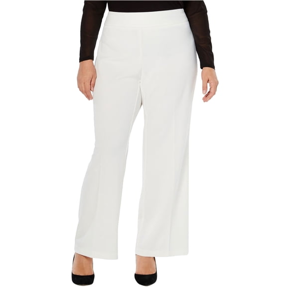 I-N-C Womens Solid Casual Wide Leg Pants, White, 28W