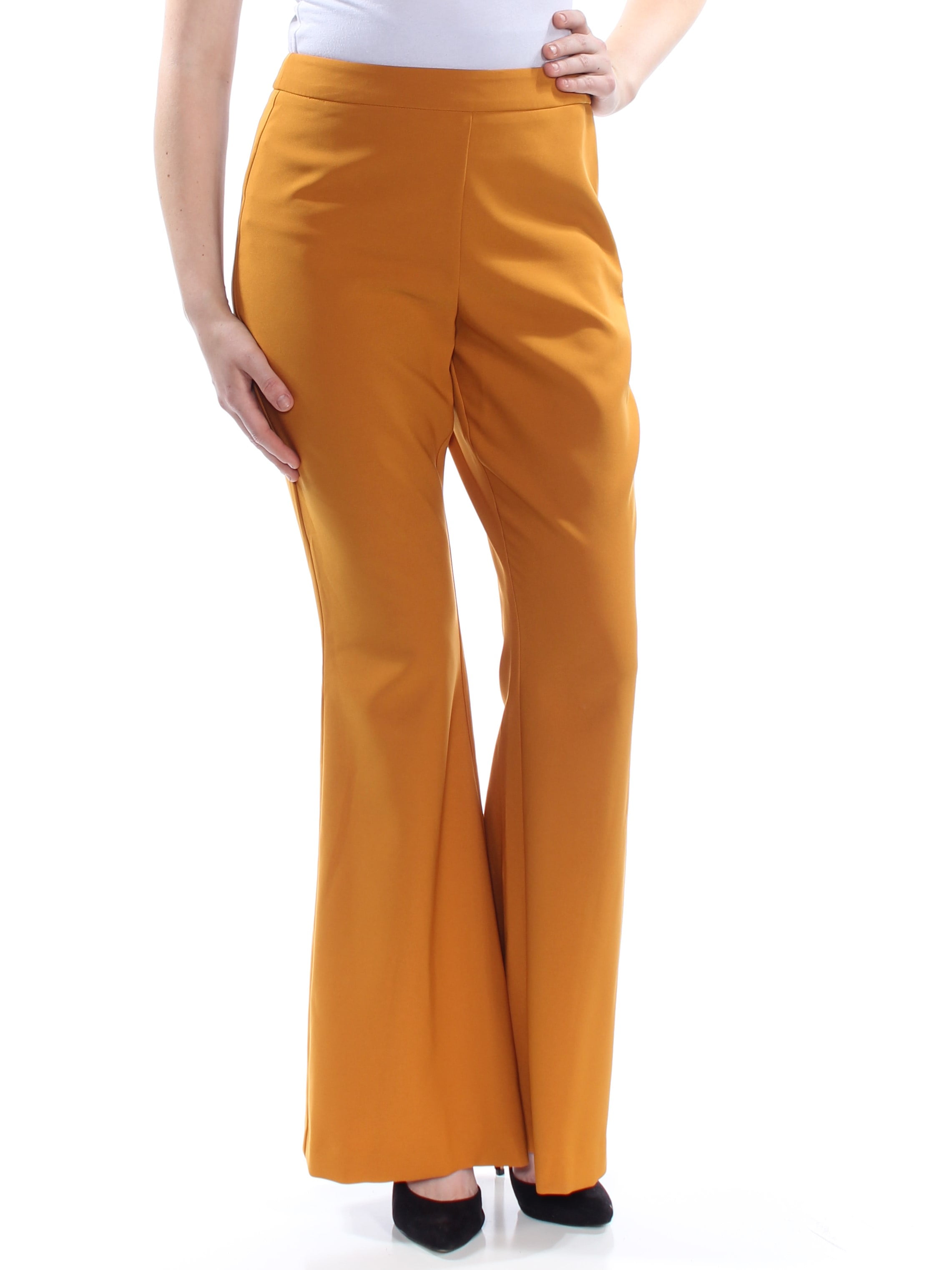 INC Womens Solid Casual Wide Leg Pants, Yellow, 10