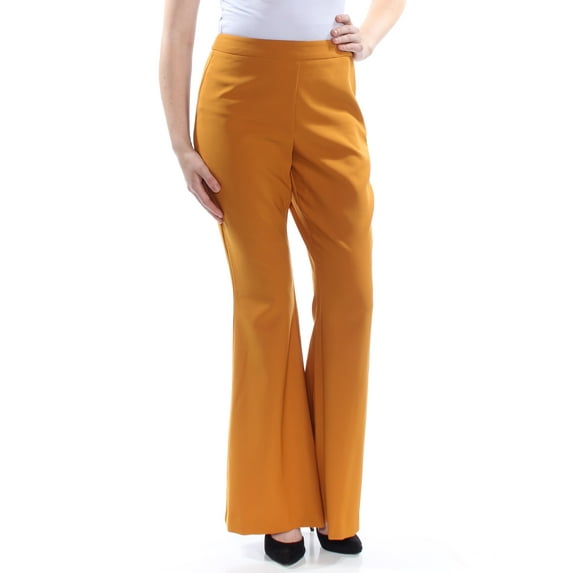 I.N.C Womens Solid Casual Wide Leg Pants, Yellow, 8