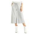 thumbnail image 1 of I-N-C Womens Solid Cropped Wide-Leg Casual Sweatpants, Grey, Medium, 1 of 2