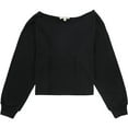 thumbnail image 1 of I.N.C Womens Solid Knit Blouse, Black, Large, 1 of 2