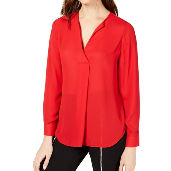 I.N.C Womens Solid Pullover Blouse, Red, Large