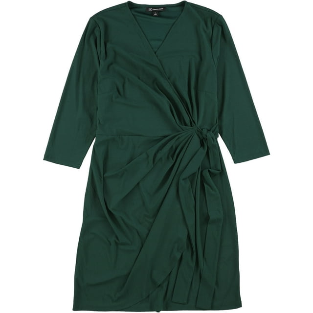 I-N-C Womens Solid Wrap Dress, Green, Large