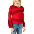 thumbnail image 1 of I.N.C Womens Spliced Stripes Pullover Sweater, Red, Medium, 1 of 2