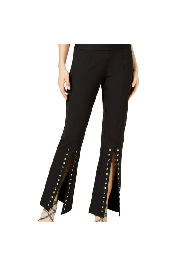 I.N.C Womens Split Grommeted Casual Wide Leg Pants, Black, 12