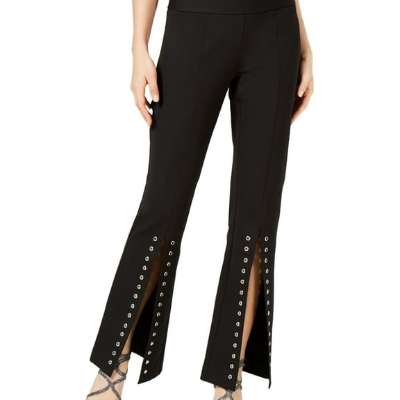 I.N.C Womens Split Grommeted Casual Wide Leg Pants, Black, 8