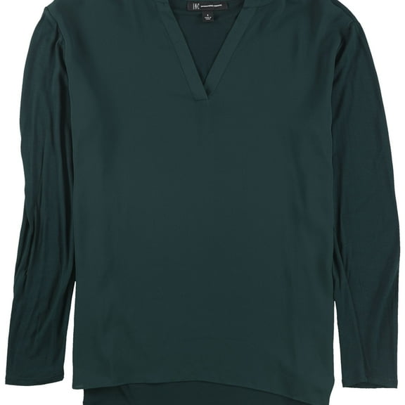 I.N.C Womens Split Neck Pullover Blouse, Green, Small