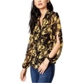 thumbnail image 1 of I.N.C Womens Split Sleeve Button Down Blouse, Black, Large, 1 of 1