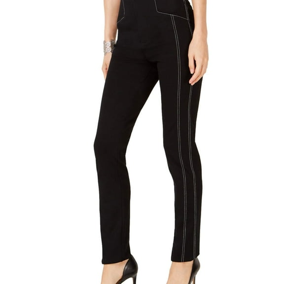 I.N.C Womens Straight Leg Casual Trouser Pants, Black, 18