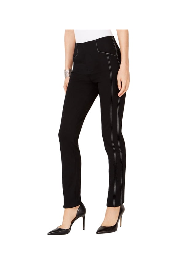 I.N.C Womens Straight Leg Casual Trouser Pants, Black, 18