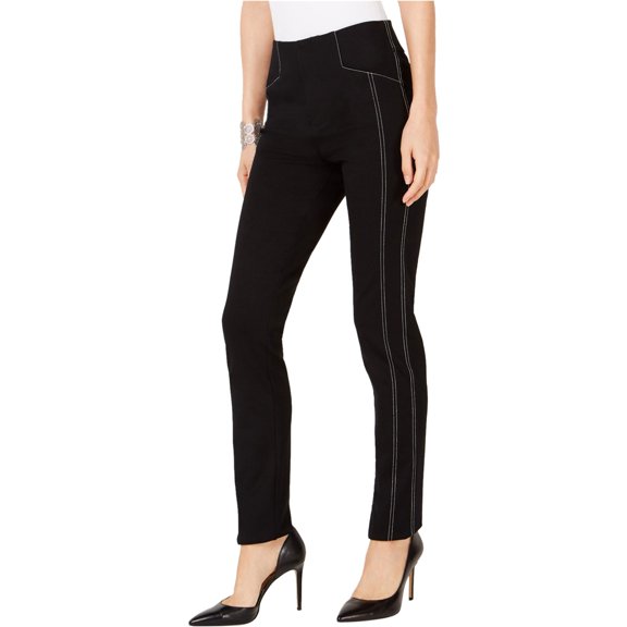 I-N-C Womens Straight Leg Casual Trouser Pants, Black, 2