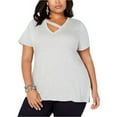 thumbnail image 1 of I.N.C Womens Strap Basic T-Shirt, Grey, Plus Size, 1X, 1 of 3