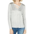 thumbnail image 1 of I.N.C Womens Strap Detail Pullover Blouse, silver, X-Large, 1 of 2