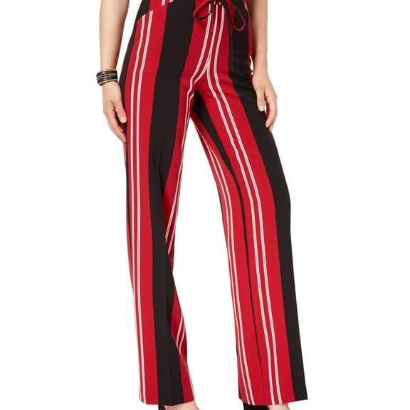 I.N.C Womens Striped Casual Trouser Pants, Red, 12