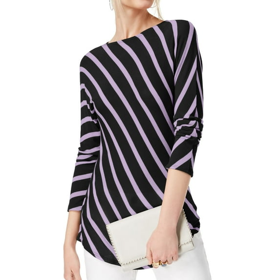 I.N.C Womens Striped Tunic Dolman Blouse, Purple, XX-Large