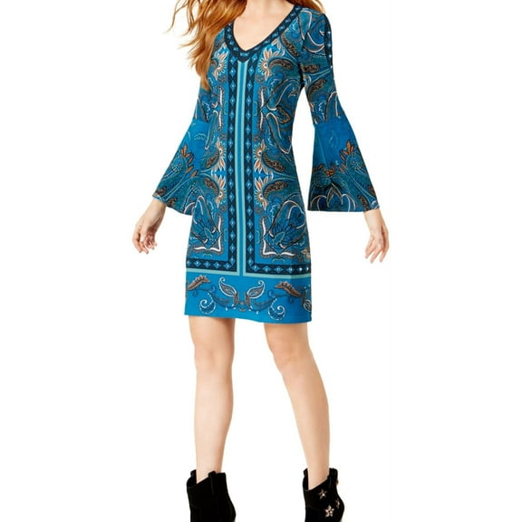 I.N.C Womens Studded Sheath A-line Dress, Blue, Small