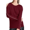 thumbnail image 1 of I.N.C Womens Studded Cold Shoulder Blouse, Red, Medium, 1 of 2