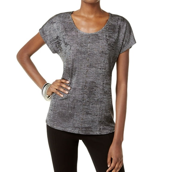 I.N.C Womens Studded Pullover Blouse, Grey, Small