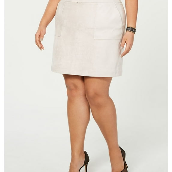 I.N.C Womens Suede Mini Skirt, Beige, Large