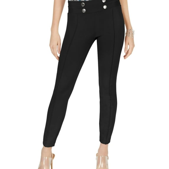 I.N.C Womens Tab Front Casual Leggings, Black, 0