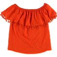 thumbnail image 1 of I.N.C Womens Tassle-trim Off the Shoulder Blouse, Orange, Medium, 1 of 2