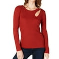 thumbnail image 1 of I-N-C Womens Teardrop Cutout Pullover Sweater, Orange, Medium, 1 of 1