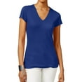 thumbnail image 1 of I.N.C Womens Textured Basic T-Shirt, Blue, Small, 1 of 3
