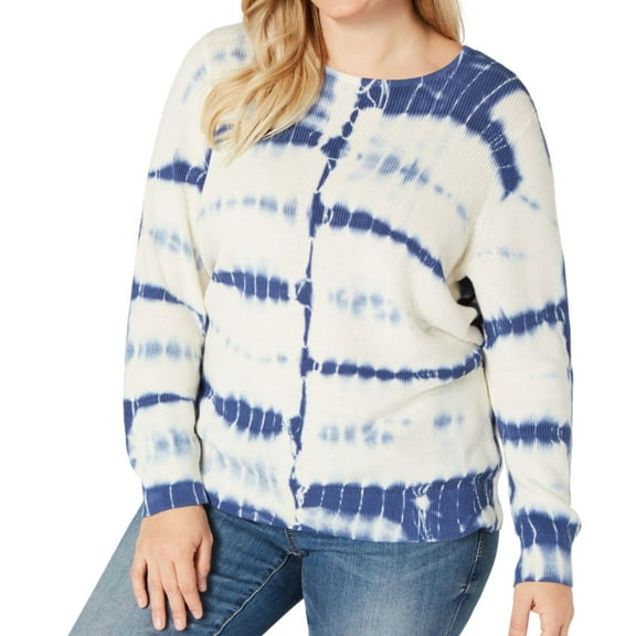 I.N.C Womens Tie Dye Pullover Sweater, Blue, Plus Size, 1X