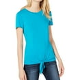 thumbnail image 1 of I.N.C Womens Tie-Front Basic T-Shirt, Blue, Large, 1 of 1