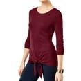 thumbnail image 1 of I.N.C Womens Tie-Front Basic T-Shirt, Red, X-Small, 1 of 1