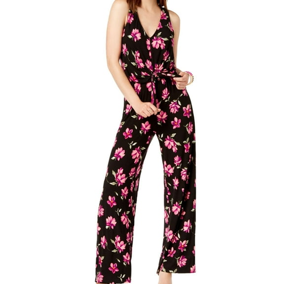 I.N.C Womens Tie Front Jumpsuit, Black, X-Large