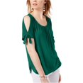 thumbnail image 1 of I-N-C Womens Tie Sleeve Cold Shoulder Blouse, Green, XX-Large, 1 of 1