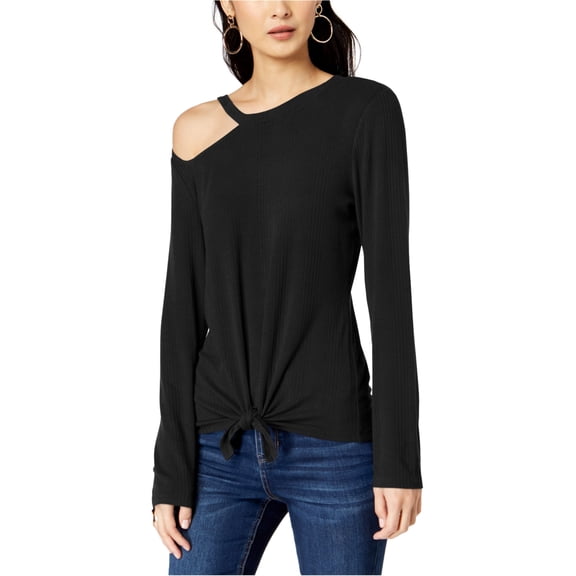 I.N.C Womens Tie-front Pullover Blouse, Black, Small