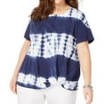 thumbnail image 1 of I.N.C Womens Twist-Front Basic T-Shirt, Blue, Plus Size, 0X, 1 of 1