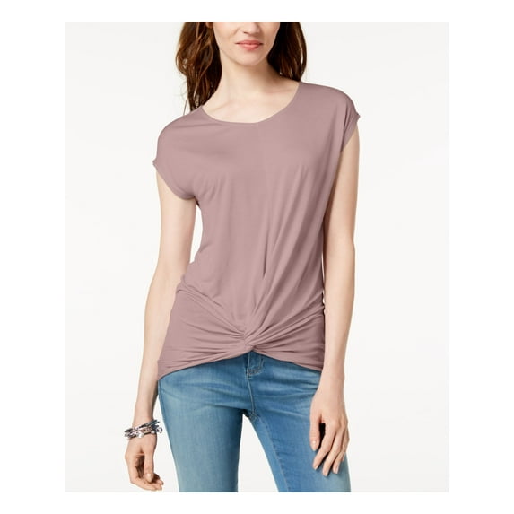 I.N.C Womens Twist Front Pullover Blouse, Pink, Large