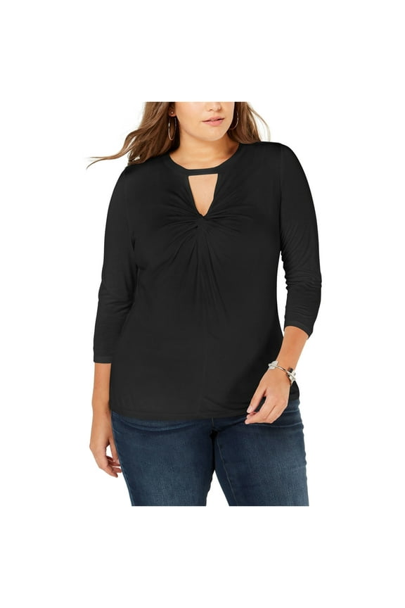 Womens Twist-Front Pullover Blouse