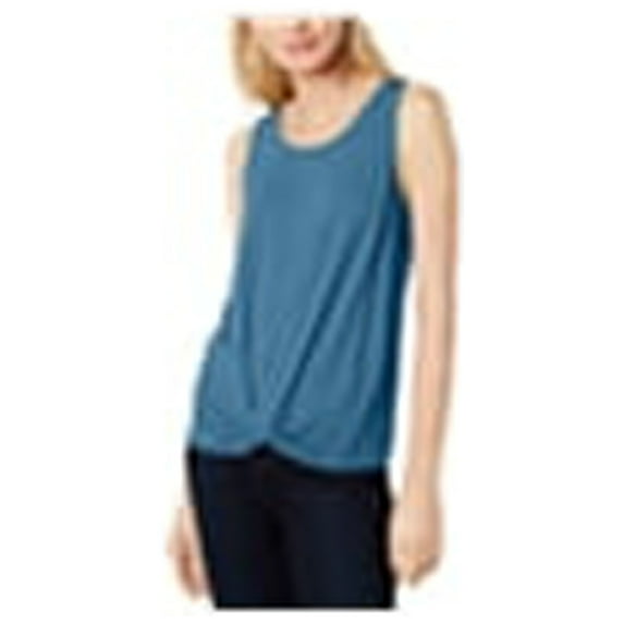 I-N-C Womens Twist Front Tank Top, Blue, Small