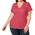 thumbnail image 1 of I.N.C Womens V-Neck Basic T-Shirt, Pink, Plus Size, 2X, 1 of 1