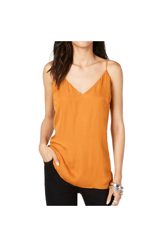 I.N.C Womens V Neck Cami Tank Top, Yellow, Large