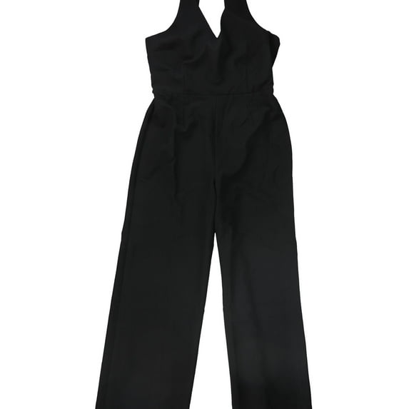 I.N.C Womens V-Neck Jumpsuit, Black, 10