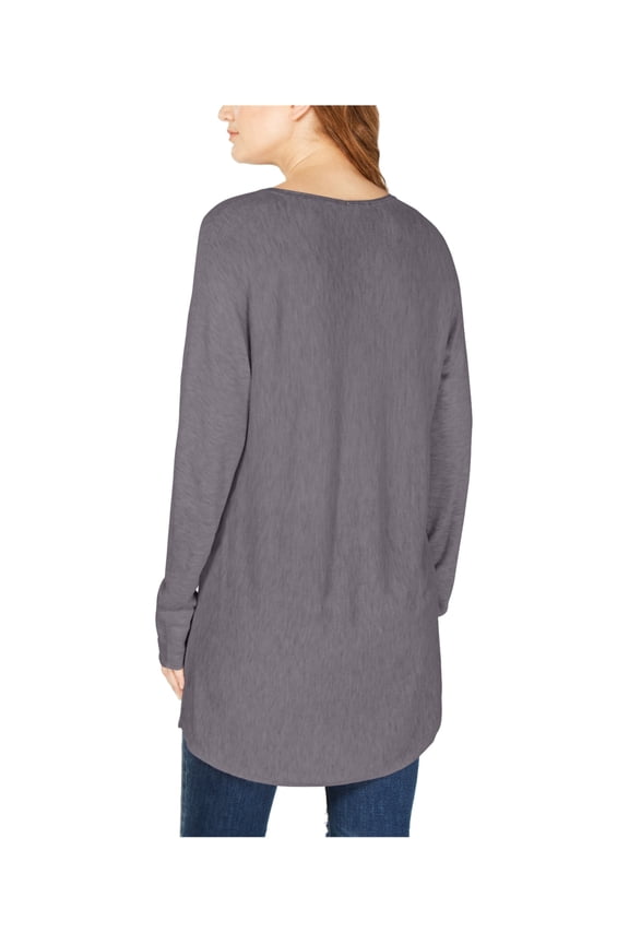 I.N.C Womens V-Neck Sweater Tunic Blouse, Grey, X-Small