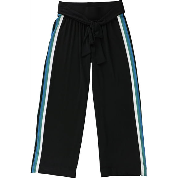 I-N-C Womens Varsity Stripe Casual Cropped Pants, Black, Small