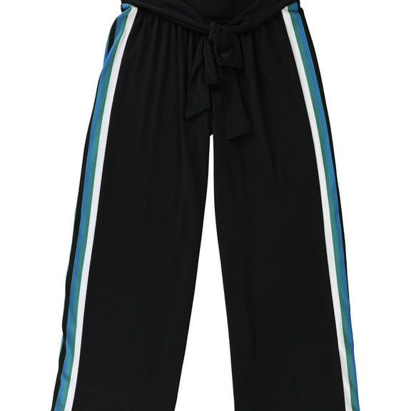 I.N.C Womens Varsity Stripe Casual Cropped Pants, Black, X-Large