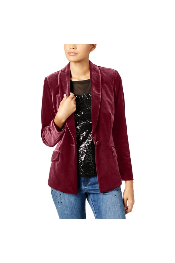 INC International Concepts Womens Velvet Blazer Port XS