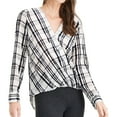 thumbnail image 1 of I.N.C Womens Velvet Plaid Pullover Blouse, White, Large, 1 of 2