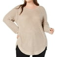 thumbnail image 1 of I.N.C Womens Waffle Side Zip Pullover Sweater, Beige, Plus Size, 1X, 1 of 2