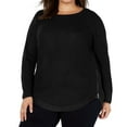 thumbnail image 1 of I.N.C Womens Waffle Side Zip Pullover Sweater, Black, Plus Size, 1X, 1 of 2