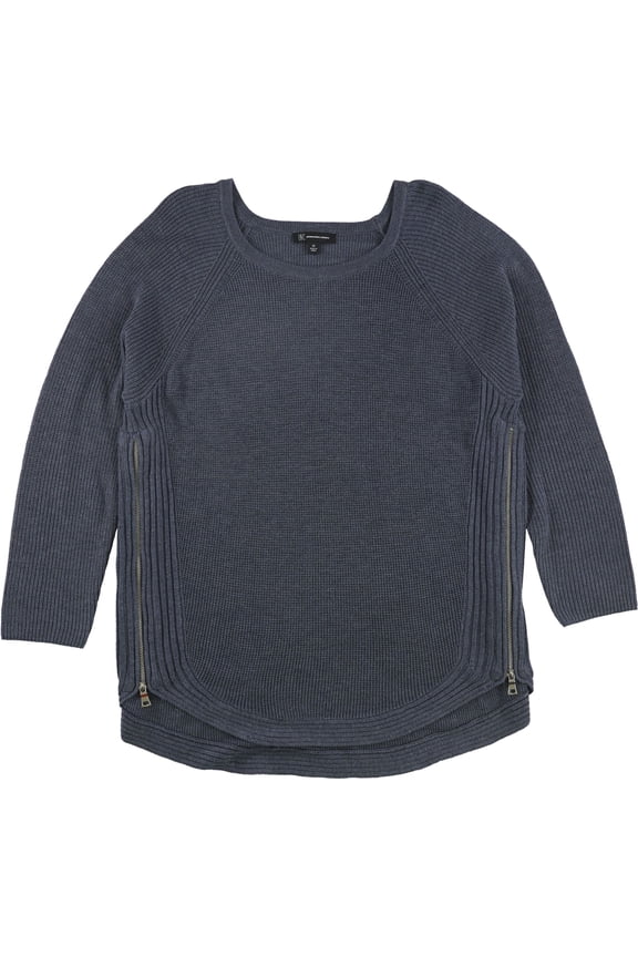I.N.C Womens Waffle Side Zip Pullover Sweater, Blue, Plus Size, 0X