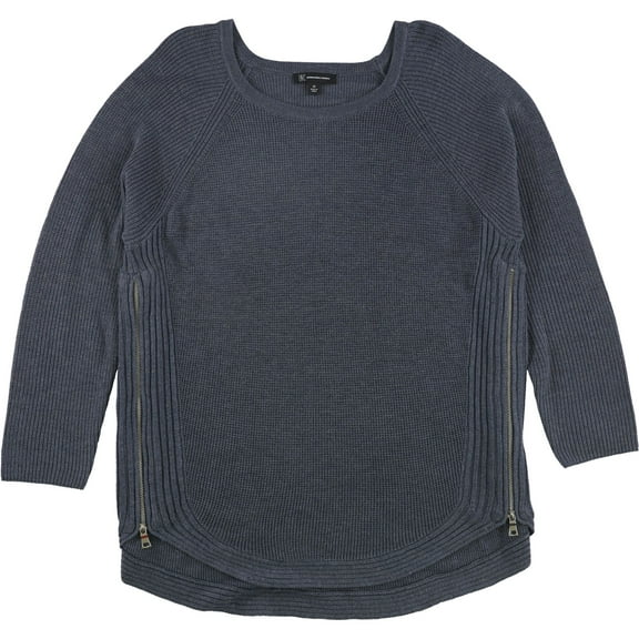 I.N.C Womens Waffle Side Zip Pullover Sweater, Blue, Plus Size, 1X