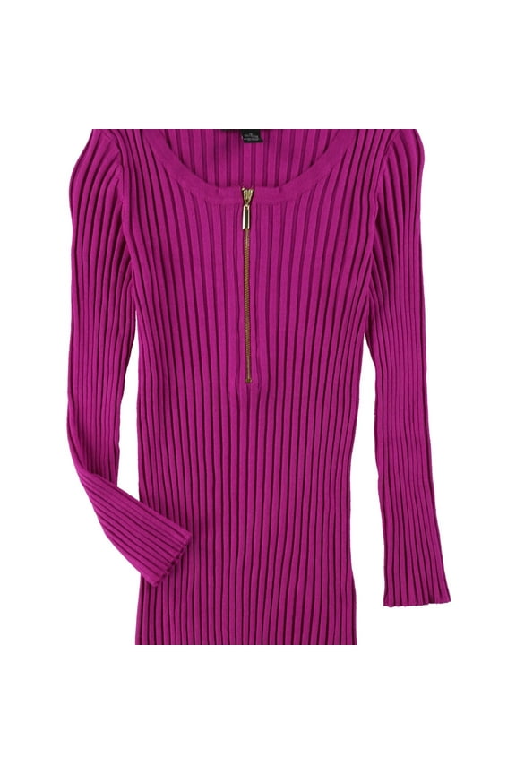I.N.C Womens Zip Front Knit Sweater, Purple, X-Small